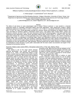 Effects of salinity on some physiological traits in wheat (Triticum