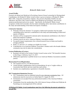 Richard R. Rubin Award Award Profile: Formerly the Behavioral