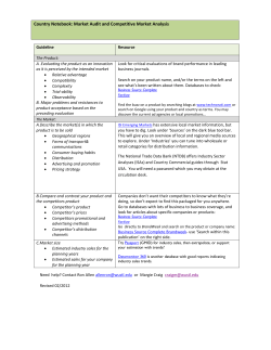 Country Notebook: Market Audit and Competitive Market Analysis