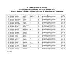 St. John`s University of Tanzania Undergraduate