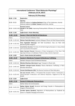 International Conference &ldquo;Plant Molecular Physiology&rdquo; (February 23