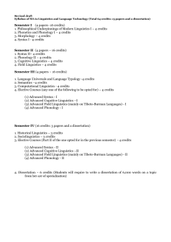 Syllabus MA in Linguistics (Total 66 credits: 16 papers and a