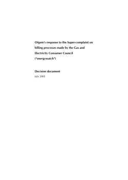 Ofgem`s response to the Super-complaint on billing processes made