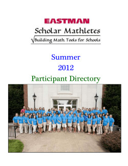 2012 Eastman Scholar Mathlete Program Participant Directory