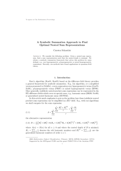 A Symbolic Summation Approach to Find Optimal - RISC-Linz