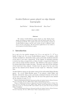 Avoider-Enforcer games played on edge disjoint hypergraphs