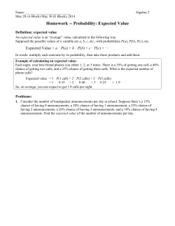 Homework -- Probability: Expected Value
