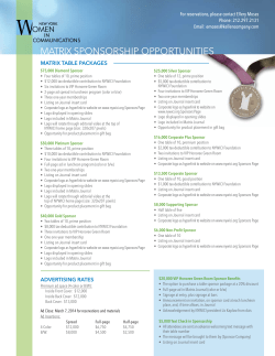 MATRIX SponSoRSHIp oppoRTunITIeS