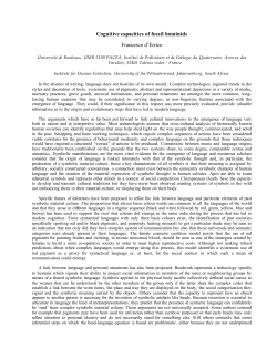 Cognitive capacities of fossil hominids Francesco d`Errico