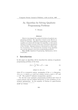 An Algorithm for Solving Quadratic Programming