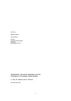 Globalisation, European Integration and the Persistence of