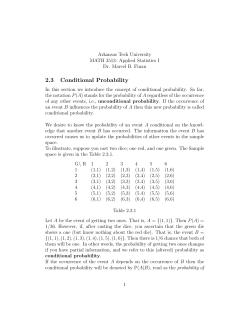 2.3 Conditional Probability - Arkansas Tech Faculty Web Sites