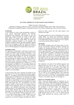 IS IT STILL IMPORTANT TO BE LIGHT IN SKI JUMPING? 1 Mikko