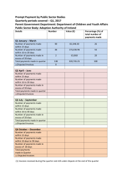 Prompt Payment by Public Sector Bodies Quarterly periods covered
