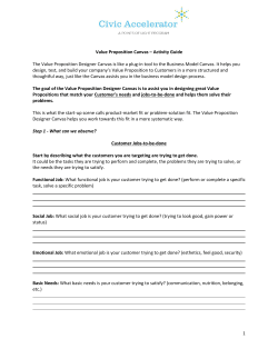 1 Value Proposition Canvas &ndash; Activity Guide The
