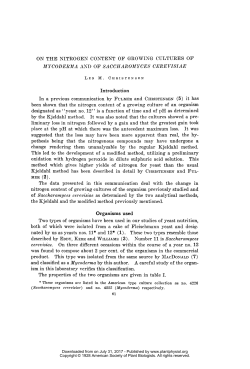 Organisms used - Plant Physiology