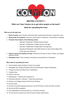 MEETING 2 ACTIVITY 1 What can Team Colyton do to get other