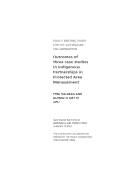 Outcomes of three case studies in Indigenous Partnerships in