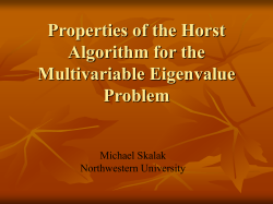 Properties of the Horst Algorithm for the Multivariable Eigenvalue