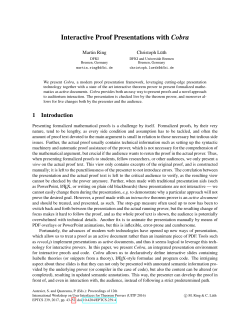 Interactive Proof Presentations with Cobra