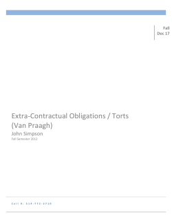Extra-Contractual Obligations / Torts (Van Praagh)