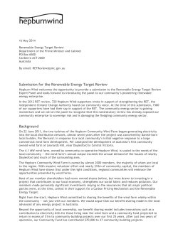 Submission for the Renewable Energy Target Review Background