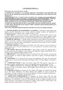 CATALOGO UNICO n. 1 Libri usati, rari e ricercati, nuovi e novit&agrave;! I