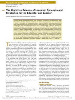 The Cognitive Science of Learning: Concepts and Strategies for the