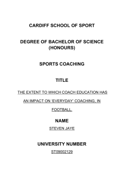 coaching, in football. name steven jaye university number st09002129