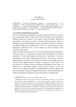 le prove documentali - Dipartimento Scienze Giuridiche