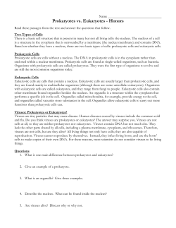 Prokaryotes vs. Eukaryotes