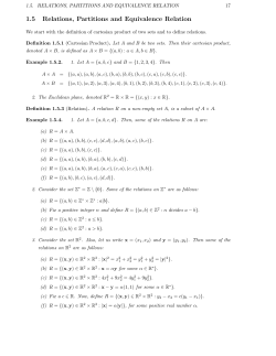 1.5 Relations, Partitions and Equivalence Relation