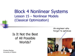 Block 4 Nonlinear Systems Lesson 12 &ndash; Optimization