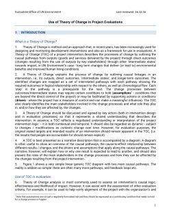Use of Theory of Change in Project Evaluations 1 INTRODUCTION