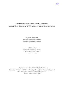 The Interests of Developing Countries in the Next Round of WTO