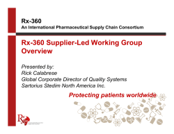 Rx-360 Supplier-Led Working Group Overview