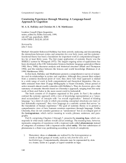 A Language-based Approach to Cognition, by