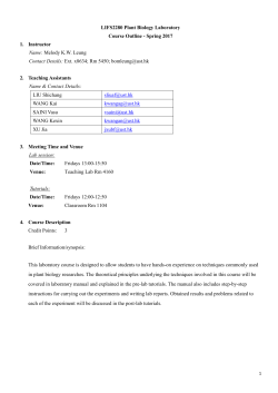 LIFS2280 Plant Biology Laboratory Course Outline