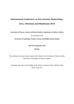 International Conference on Neo-Aramaic Dialectology: Jews