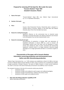Proposal to remove JCP Hot-Spot No. 98.2 &ldquo;Szczecin
