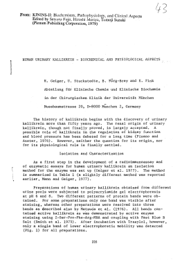 Human Urinary Kallikrein - Biochemical and Physiological Aspects
