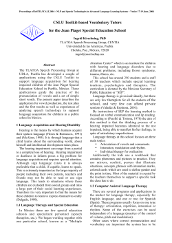 CSLU Toolkit-based Vocabulary Tutors for the Jean Piaget Special