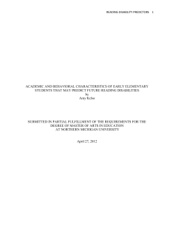 academic and behavioral characteristics of early elementary