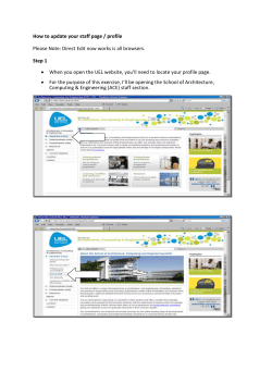 How to update your staff page / profile Please Note: Direct Edit now
