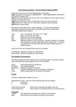 Unit Assessment Board Unit and Artefact Statistics Legend Sheet