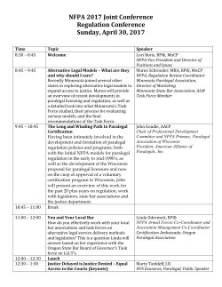 NFPA 2017 Joint Conference Regulation Conference Sunday, April