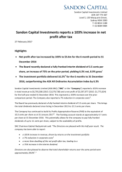 Sandon Capital Investments reports a 103% increase in net profit