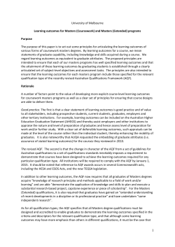 University of Melbourne Learning outcomes for Masters