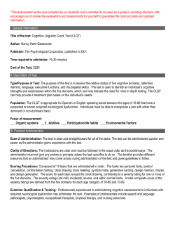 Cognitive Linguistic Quick Test (CLQT)