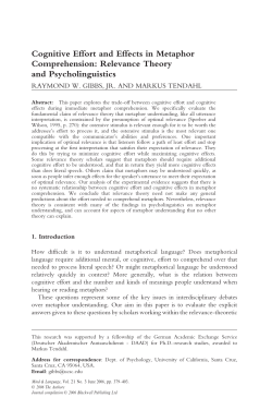 Cognitive Effort and Effects in Metaphor Comprehension: Relevance